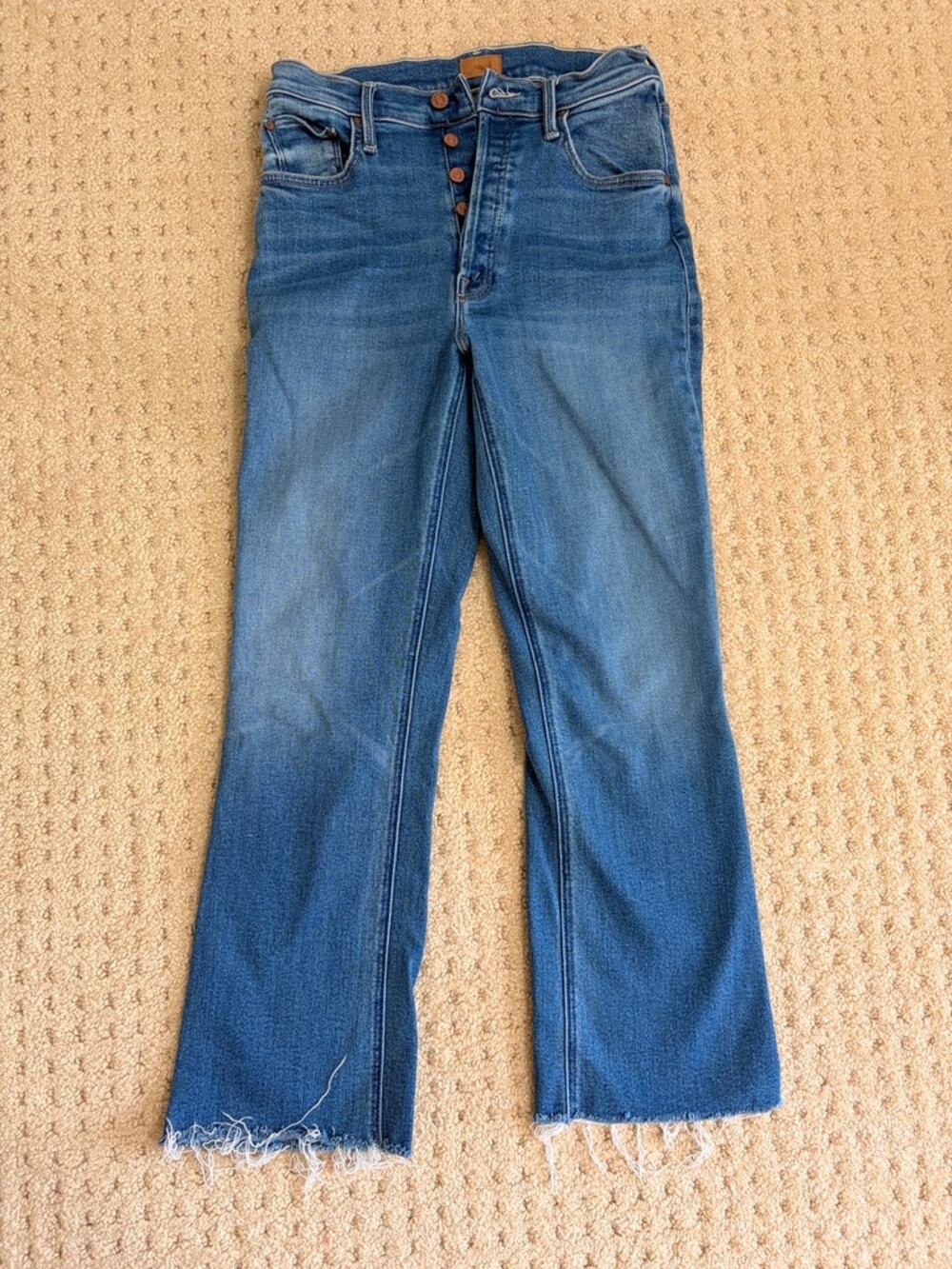 MOTHER The Tripper Ankle Fray Jeans Blue Size 27